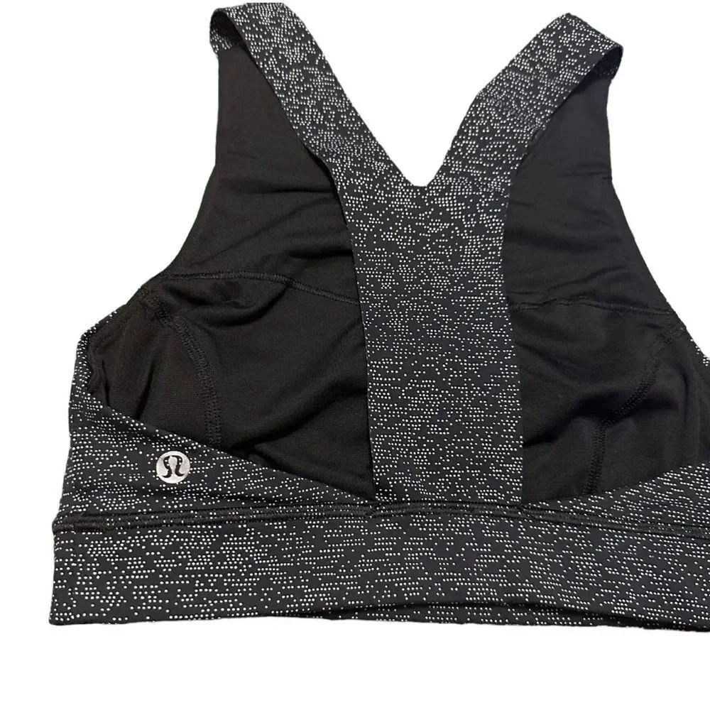 Lululemon Athletica Fast Free High Neck Razorback Gray Black Sport Bra